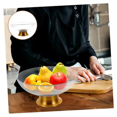 Produktbild von Glas-Schüssel mit Fuß – Große Obstschale für die Küchentheke, dekorative Glasschale als multifunktionale Tischware für Snacks und Obst
