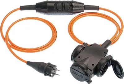Produktbild von Personenschutzschalter PRCD-S 30 mA mit 3 Meter H07BQ-F 3G 2,5 mm² Kabel mit SCHUKO-Stecker und 3-fach Vollgummi-Kupplung 250 V 16 A