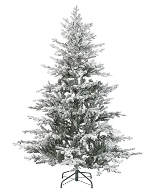 Produktbild von BELIANI Künstlicher Weihnachtsbaum Grün und Weiß 180 cm mit LED Beleuchtung und Kunstschnee Schneebedeckt Weihnachtsdeko
