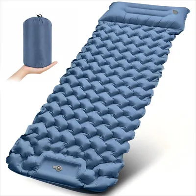 Image de Matelas de camping ultraléger avec coussin et pompe à pied - Matelas de couchage portable
