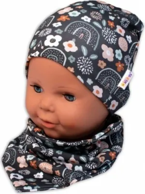 Imagen del producto de Gorro y bufanda de dos capas, color grafito, talla 104/110, marca Baby Nellys