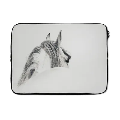 Produktbild von MuchoWow® Laptop Hülle 14 ZollPferd - Weiß - Grau Laptoptasche - Laptoptasche - Stoßsicher - Schutzhaube