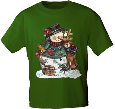 Produktbild von Kinder T-Shirt mit Print Schneemann Weihnachten 06948/2 grün Gr. 134-164 Größe - 152/164