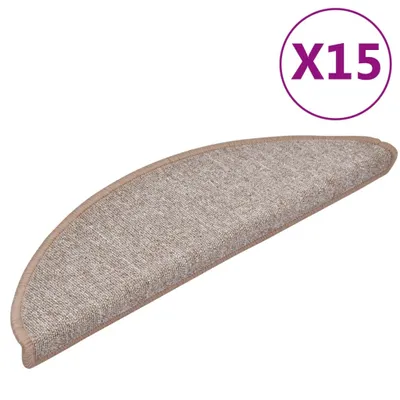 Immagine prodotto di vidaXL Tappetini 15 pezzi 56x17x3 cm Marrone chiaro Semicircolare