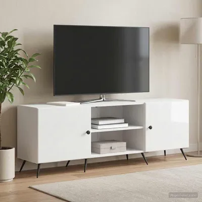 Obrázek produktu pro Maison Exclusive – Televizní skříňky, rozměry 150 x 31 x 50 cm, bílá, lesklá, vyrobené z dřevotřísky