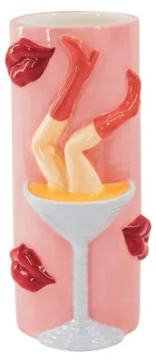 Obrázok produktu pre Váza "Flower Vase" - váza "Pornstar Martini" - keramika - ružová/červená - 14x12,5x28 cm
