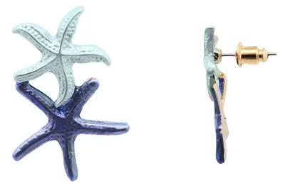 Image de Boucles d'oreilles en forme d'étoile de mer émaillée, sans nickel, pour la plage, les vacances, style Amorino – couleur bleue