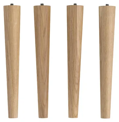 Möbelfuß-Set, 4 Stück, Eiche massiv, 27 cm, konisch