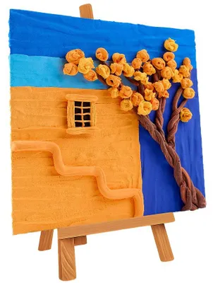 Produktbild von Okto 3D Fensterkunst Malset lufttrocknende Knete Goldener Nachmittag 30x30cm