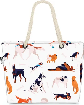 Produktbild von VOID Hunde Party Rassen Strandtasche Shopper 58x38x16cm 23L XXL Einkaufstasche Tasche Reisetasche Beach Bag