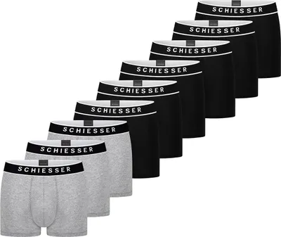Produktbild von Schiesser 9er Pack 95/5 Organic Baumwolle Retro Short / Pant Körpernahe Shorts mit Webgummibund , Kontraststarke Logo-Prägung am Bund, Elastische Single-Jersey-Qualität
