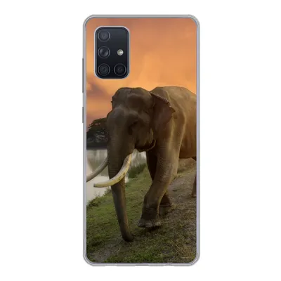 Produktbild von MuchoWow® Handyhülle Schutzhülle Hülle für Samsung Galaxy A51 Elefant - Wasser - Tiere - Sonnenuntergang - Natur Silikon Softcase Handy Hülle - Schutzabdeckung