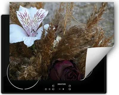Produktbild von DarHaus Herdabdeckplatte 70x52 cm Anti Rutsch Matte Aufrollbar, Blumen