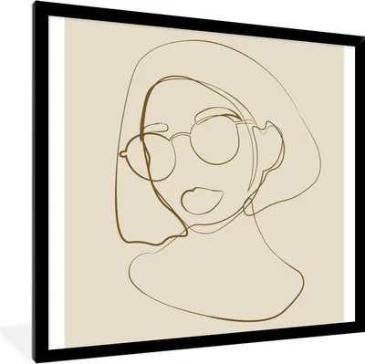 Produktbild von MuchoWow® Gerahmtes Poster Frau - Linienkunst - Minimalismus 40x40 cm - Poster mit Schwarzem Bilderrahmen Wandposter Rahmen Foto Bilder - Mit Rahmen - Wanddekoration Schlafzimmer