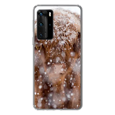 Produktbild von MuchoWow® Handyhülle Schutzhülle Hülle für Huawei P40 Pro Schottischer Highlander - Hörner - Schnee Silikon Softcase Handy Hülle - Schutz
