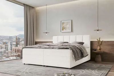 Produktbild von 99rooms Bergamo Boxspringbett Webstoff MALMO_NEW Weiß 140x200 cm ohne Topper
