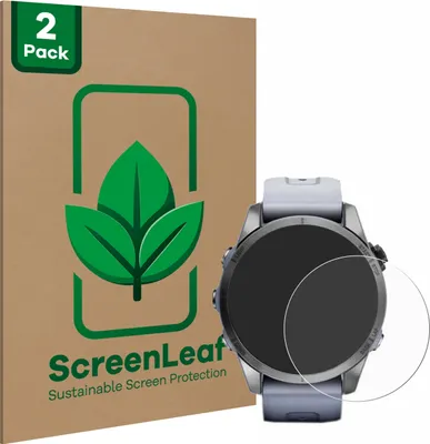 Produktbild von 2x ScreenLeaf Schutzfolie für Garmin Fenix 7S (42 mm) nachhaltiger Displayschutz Display Schutz Folie Klar Transparent