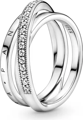 Immagine prodotto di Anello Pandora con triplo pavé incrociato 199057C01 Anello da donna, misura:58