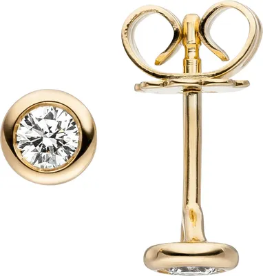 Produktbild von Paar Ohrstecker Ohrringe Solitär mit 2 Diamanten Brillanten 585 Gold Gelbgold