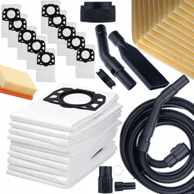 Immagine prodotto di Rosfix 10 Sacchetti + Filtro per Aspirapolvere Kärcher WD6 WD4 WD5 MV4 + Tubo Flessibile per Aspirapolvere Kärcher 4m