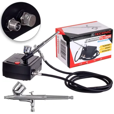 Produktbild von Leiser MINI Airbrush-Kompressor, Airbrush-Schlauch-Einstellvorrichtung