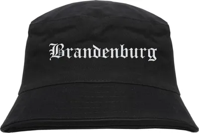 Produktbild von Brandenburg Fischerhut - Altdeutsch - bestickt -  Bucket Hat Anglerhut Hut Schwarz S/M