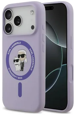 Obrázok produktu pre Silikónový obal Karl&Choupette s magnetickým krúžkom MagSafe pre iPhone 18 Pro / 17 Pro, fialovej farby