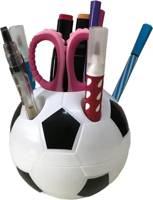 Produktbild von Stiftehalter aus Kunststoff mit Fußballmotiv, Schreibtisch-Organizer für Büro, Zuhause, Schule, Geschenk zum Schuljahresbeginn, Geburtstagsgeschenk