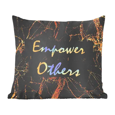 Produktbild von MuchoWow® Zierkissen Sofakissen Wohnzimmer Dekokissen 60x60 cm Zitat - Macht - Gold - Marmor - Sitzfläche - Foto Polster