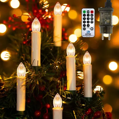 30 LED-Kerzen-Lichterkette für Weihnachtsbaum, mit Fernbedienung