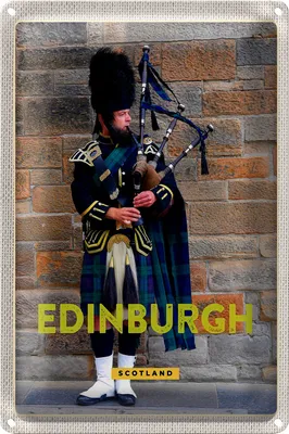 Produktbild von Blechschild Reise 20x30cm Edinburgh Scotland Dudelsack Mann