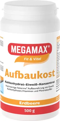 Produktbild von MEGAMAX Fit & Vital Aufbaukost Kohlenhydrat-Eiweiß-Konzentrat Erdbeer-Geschmack, 500 g Pulver