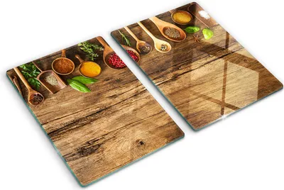 Obrázek produktu pro Kryt varné desky – Kryt na indukční desku – Ochranná skleněná deska – 2x40x52 cm– Skleněné ochranné desky na sporák –Tvrzené sklo –Koření Dřevo
