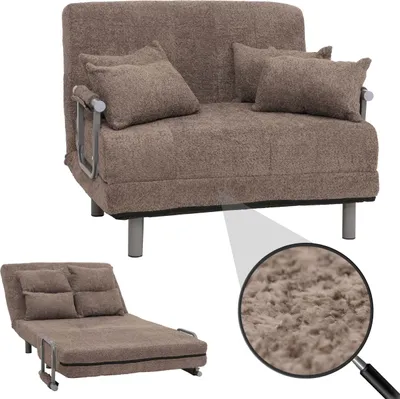 Produktbild von Schlafsessel MCW-K29, Klappsessel Schlafsofa Gästebett, Liegefläche 190x100cm, Stoff Bouclé (500g/m²)  hellbraun