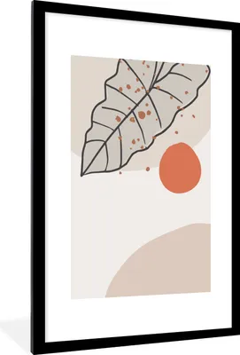 Produktbild von MuchoWow® Gerahmtes Poster Sommer - Laub - Weiß - Orange 60x90 cm - Poster mit Schwarzem Bilderrahmen Wandposter Rahmen Foto Bilder - Dekoration - Wandposter Wohnzimmer - Hochwertig