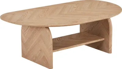 Produktbild von HOME DELUXE Couchtisch Oval LIARA - 131 x 82 x 13 cm - Fishbone Oak | Wohnzimmertisch, Beistelltisch