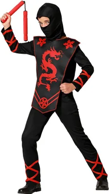 Produktbild von Atosa Ninja-kind Und Kostüm Rot 7-9 Years Rot 7-9 Years