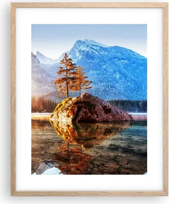 Produktbild von Gerahmtes Poster - Rahmen in heller Eiche - Morgendämmerung Berge See - 40x50 cm - Wand Bild - Wanddeko - Wandbilder - Kunstposter - Wandposter - Bilderrahmen - Bilder - Kunstdruck - P2NPA40x50-4617