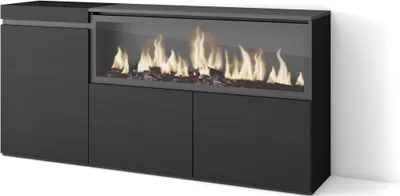 Produktbild von Sideboard, Highboard, 158x35x75cm, 3 Türen, Elektrokamin XXL, Schwarz