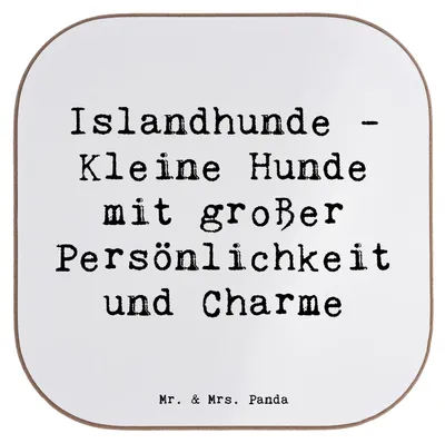 Produktbild von Mr. & Mrs. Panda Untersetzer für Gläser Spruch Charme Islandhund - Weiß - Geschenk, Tischuntersetzer, liebevoll, Hunderasse, Coaster, Tassenuntersetzer, Glas, loyal