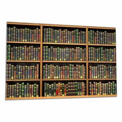 Produktbild von Wallario Herdabdeckplatte aus Glas, Größe 80 x 52 cm 1-teilig, Motiv Bibliothek - Regal voller alter Bücher