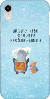 Produktbild von Mr. & Mrs. Panda Iphone XR Handyhülle Pinguin & Maus Wanderer - Eisblau - Geschenk, Wandern, Pinguine, Premium Kunststoff, Abenteuer, Handy Case