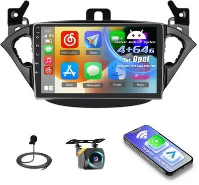 Obrázek produktu pro Autorádio 4+64G pro modely vozů 2015-2019 / 2013-2016 s operačním systémem Android, s bezdrátovým CarPlay a Android Auto, 9palcové autorádio s Bluetooth, Wi-Fi, GPS, FM/RDS, 32-pásmovým ekvalizérem, ovládáním na volantu a podporou AHD