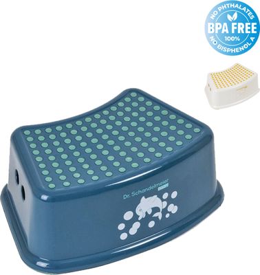 Dr. Schandelmeier 1-Stufen-Tritthocker Rutschfester Kinderschemel Trittschemel Badezimmerhocker BPA-frei, Farbe:Weiß-Gelb