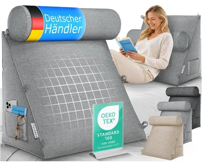 Image de Coussin de lecture coussin triangulaire - 50 cm de large - Coussin cervical amovible - Housse lavable