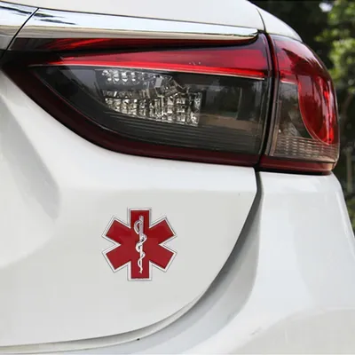 Produktbild von 3D ABS Chrom Stern Arzt Allrad Offroad Aufkleber Emblem Logo Schriftzug, Farbe:Rot