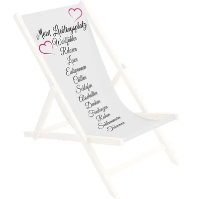 Produktbild von Ersatz-Stoffbezug Wechselbarer Liegestuhl Stoffbezug 100% Polyester für Holz-Liegestuhl Klappliegestuhl Motiv Mein Lieblingsplatz [119]