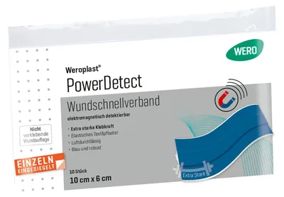 Produktbild von Weroplast PowerDetect Wundschnellverband 10 x 6 cm, detektierbar, 10 Stk/Pkg