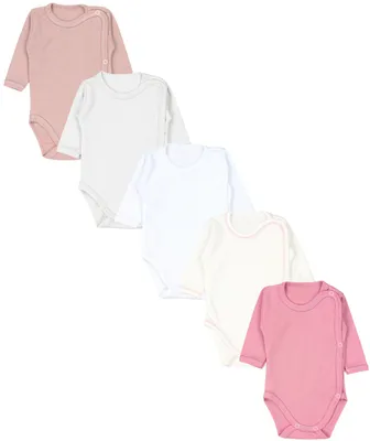 Obrázek produktu pro TupTam, unisex, dětské body s dlouhým rukávem, sada 5 kusů, barva: bílá, béžová, světle šedá, starorůžová, růžová, velikost: 50