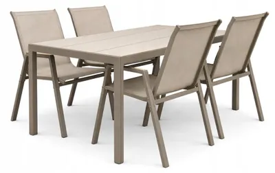 Zdjęcie produktu dla Zestaw mebli ogrodowych balkon stół Allen Pro 130x70S + 4x krzesło Pola KD taupe